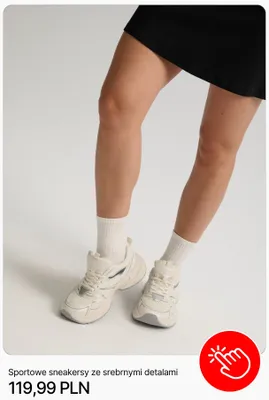 Buty sportowe sneakersy Cropp ze srebrnymi detalami promocja w Cropp