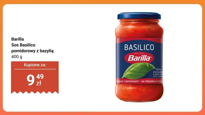 Sos Basilico pomidorowy z bazylią Barilla promocja w Biedronka