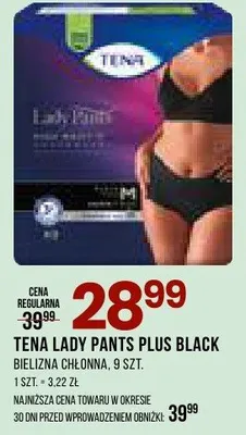 Bielizna chłonna Tena Lady Pants Plus Black 9szt promocja w Drogerie Natura