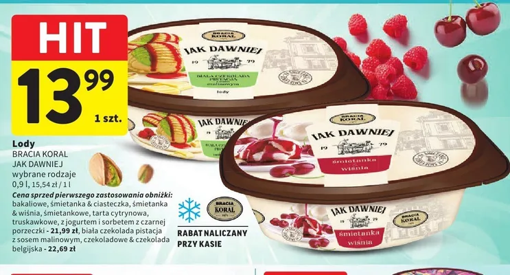 Lody śmietanka & ciasteczka Bracia Koral Jak Dawniej promocja w Intermarche