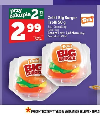 Żelki Big Burger Trolli promocja w TOPAZ