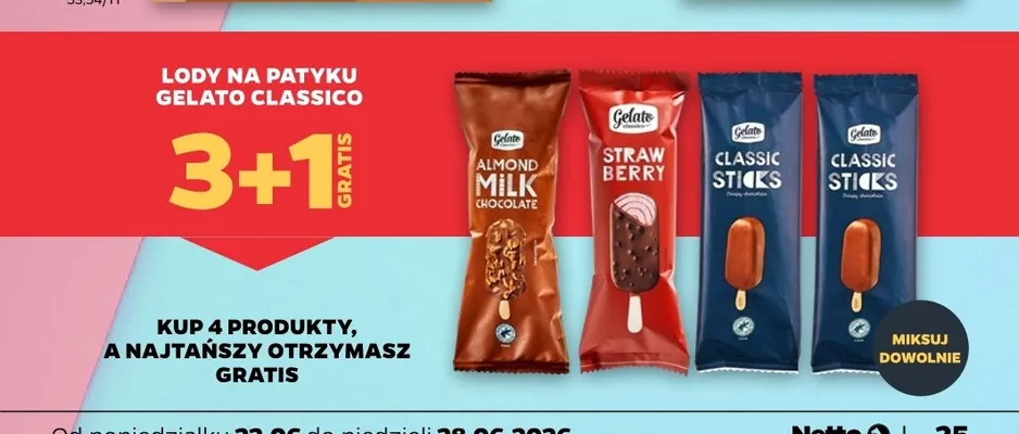 Lody na patyku Gelato Classico promocja w Netto