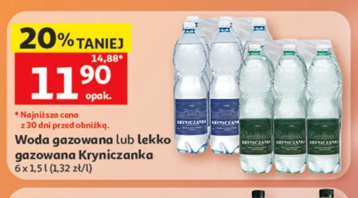 Woda lekko gazowana Kryniczanka 6-pak 1,5l promocja w Auchan