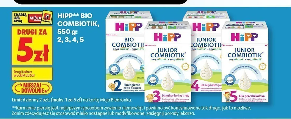 Mleko dla małych dzieci HiPP 3 Junior Combiotik promocja w Biedronka