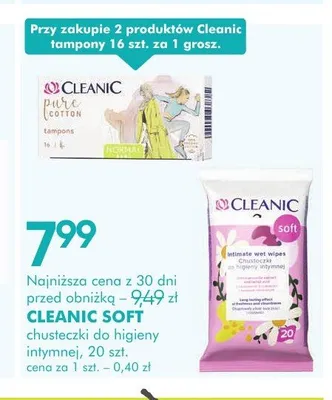Tampony Cleanic Pure Cotton 16-pak promocja w Super-Pharm