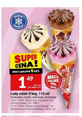 Lody rożek orzechowe O'key promocja w Twój Market
