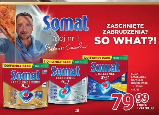 Kapsułki do zmywarki Somat Excellence Premium 5in1 promocja w Selgros