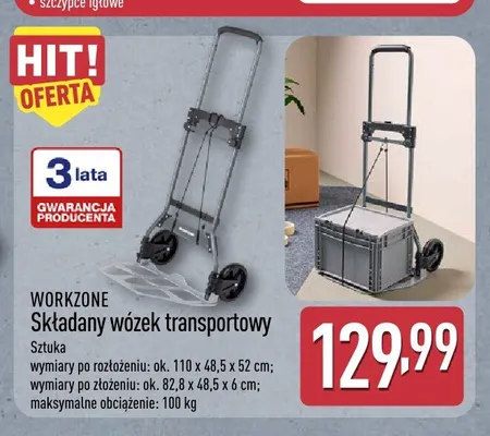 Składany wózek transportowy Workzone promocja w Aldi