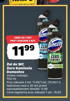 Żel do WC Zero Kamienia Domestos promocja w Netto