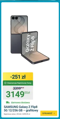 Smartfon Samsung Galaxy Z Flip8 5 g 12/256 Gb grafitowy promocja w ERLI