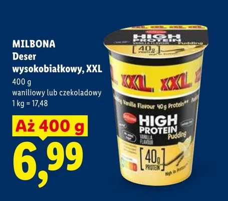 Deser wysokobiałkowy XXL Milbona High Protein czekoladowy promocja w Lidl