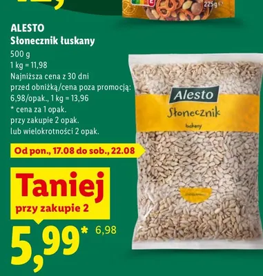 Słonecznik łuskany Alesto promocja w Lidl