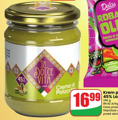 Krem pistacjowy 45% La Dolce Vita promocja w Dino