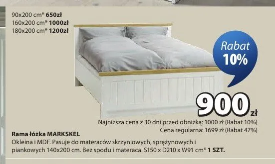 Rama łóżka MARKSKEL 140x200 cm promocja w Jysk