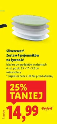 Zestaw 4 pojemników na żywność Silvercrest promocja w Lidl