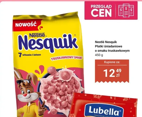 Płatki śniadaniowe Nestlé Nesquik o smaku truskawkowym promocja w Dino