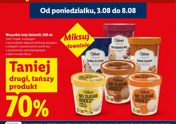 Lody Gelatelli No Sugar Added Salted Caramel Flavour promocja w Lidl