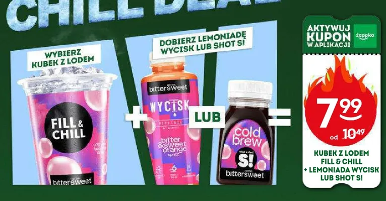 Zestaw kubek z lodem Fill & Chill + lemoniada Wycisk lub shot S! promocja w Żabka