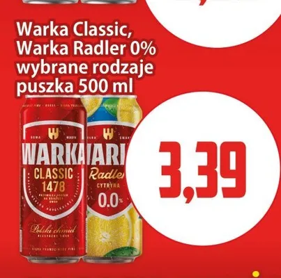 Piwo bezalkoholowe Warka Radler 0% promocja w Kupiec
