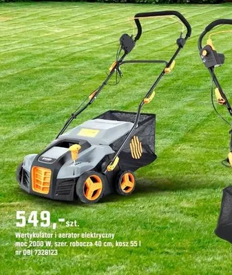 Wertykulator i aerator elektryczny moc 2000 W, szer. robocza 40 cm, kosz 55 l promocja w OBI