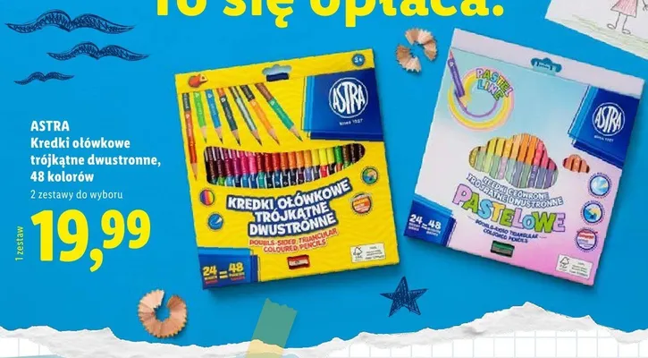 Kredki ołówkowe dwustronne pastelowe Astra promocja w Lidl