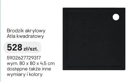 Brodzik akrylowy Schedpol Atla kwadratowy promocja w Castorama