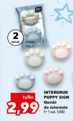 Gumki do ścierania Interdruk Puppy Sign 2-pak promocja w Kaufland