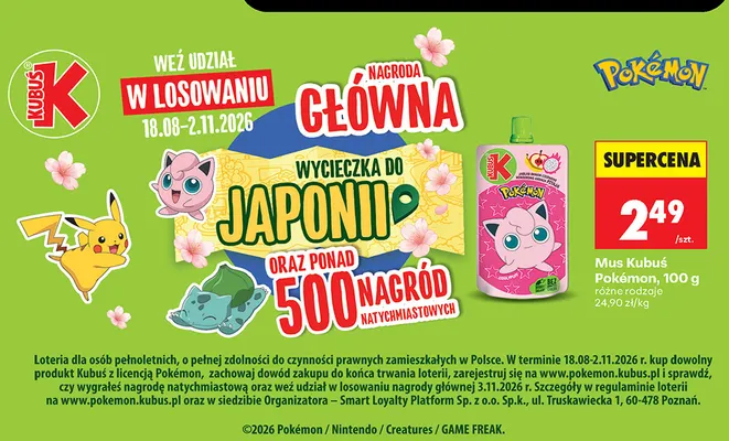 Mus Kubuś Pokémon promocja w Biedronka