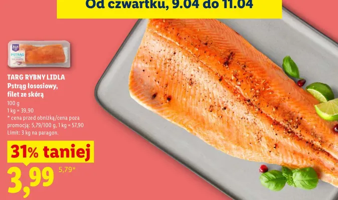 Pstrąg łososiowy, filet ze skórą promocja w Lidl
