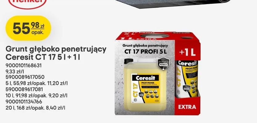Grunt głęboko penetrujący Ceresit CT 17 promocja w Castorama