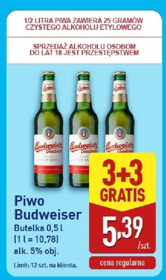 Piwo Budweiser 3+3 GRATIS promocja w Aldi