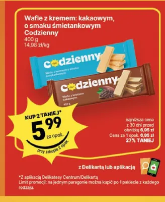 Wafle z kremem kakaowym Codzienny promocja w Delikatesy Centrum