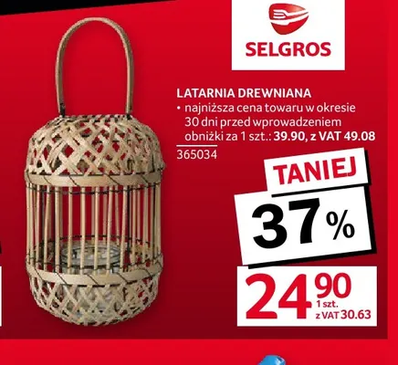 Latarnia drewniana promocja w Selgros