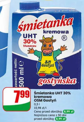 Śmietanka UHT 30% kremowa promocja w Dino