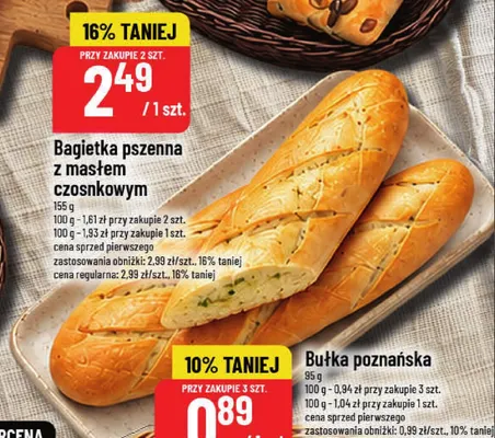 Bagietka pszenna z masłem czosnkowym promocja w POLOmarket