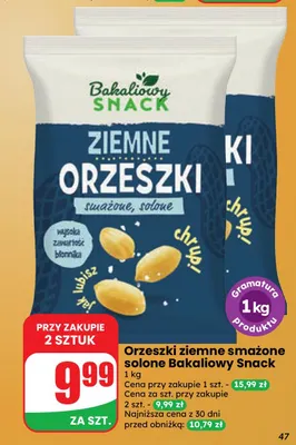 Orzeszki ziemne smażone solone Bakaliowy Snack promocja w Dino