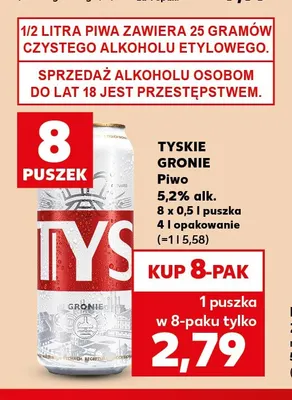 Piwo Tyskie Gronie 8-pak 500 ml promocja w Kaufland