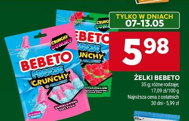 Żelki Bebeto Freeze Crunchy promocja w Stokrotka