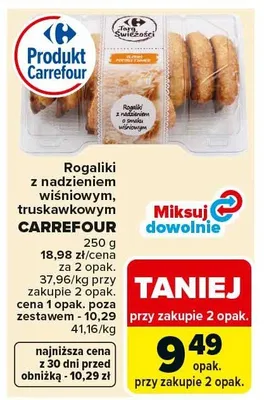 Rogaliki z nadzieniem wiśniowym, truskawkowym promocja w Carrefour Market