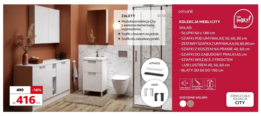 Kolekcja mebli łazienkowych Cersanit City promocja w Komfort