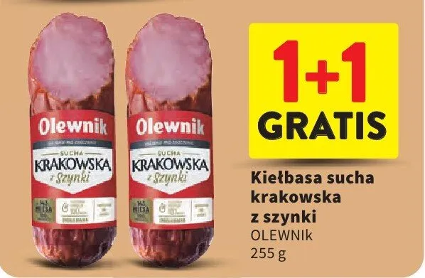 Kiełbasa sucha krakowska z szynki promocja w Intermarche