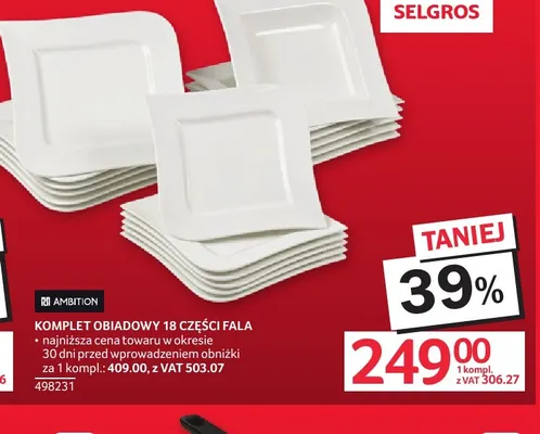 Komplet obiadowy 18 części Fala Ambition promocja w Selgros