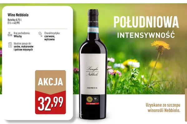 Wino Nebbiolo czerwone wytrawne Włochy promocja w Aldi