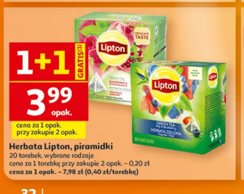 Herbata zielona Lipton malina i granat promocja w Auchan