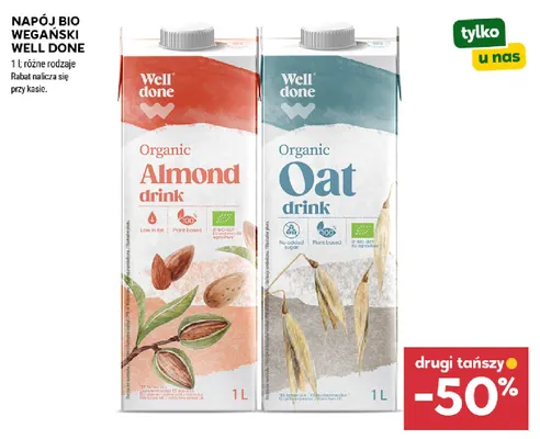 Napój bio wegański owsiany Well Done promocja w Stokrotka