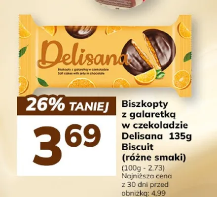 Biszkopt z galaretką w czekoladzie Delisana 135g Biscuit (różne smaki) promocja w Hitpol