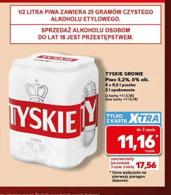 Piwo bezalkoholowe Tyskie Gronie 4-pak promocja w Kaufland