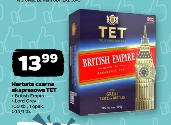 Herbata czarna ekspresowa TET Lord Grey promocja w Netto