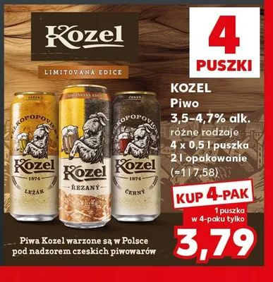 Piwo Kozel Ležák 4-pak promocja w Kaufland