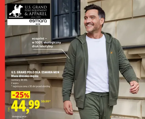 Bluza dresowa męska U.S. Grand Polo dla esmara Men promocja w Lidl